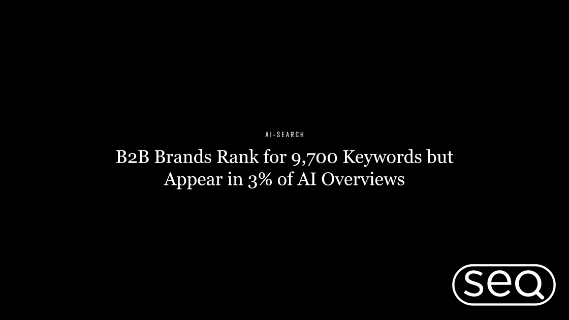 B2B Brands Rank for 9,700 Keywords but Appear in 3% of AI Overviews. Featured image for SEO