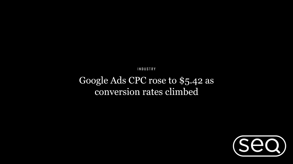A rising line chart over a Google Ads dashboard, representing higher cost-per-click and improved conversion rates.